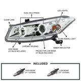 Coolstuffguru Compatible with Honda Accord Dual Halo Led Chrome 2Dr Coupe Projector Headlights