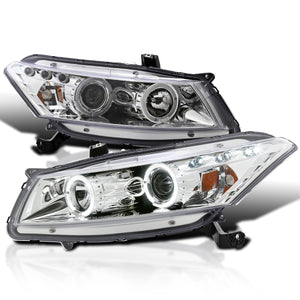 Coolstuffguru Compatible with Honda Accord Dual Halo Led Chrome 2Dr Coupe Projector Headlights