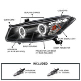 Coolstuffguru Compatible with Honda Accord Dual Halo Led Black 2Dr Coupe Projector Headlights