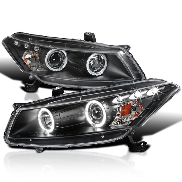 Coolstuffguru Compatible with Honda Accord Dual Halo Led Black 2Dr Coupe Projector Headlights