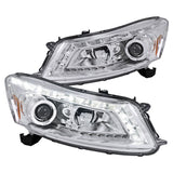 Coolstuffguru Halo Led Turn Signal Chrome Housing Clear Lens Projector Headlights Compatible with Honda Accord 4Dr Sedan 2008-2012 L+R Pair Head Light Lamp Assembly