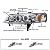 Coolstuffguru Compatible with Honda Accord Chrome Clear Led Projector Halo Head Lights