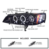 Coolstuffguru Compatible with Honda Accord Dual Halo Led Glossy Black Projector Headlights