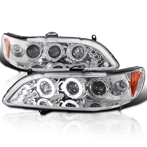 Coolstuffguru Compatible with Honda Accord Chrome Clear Led Projector Halo Head Lights