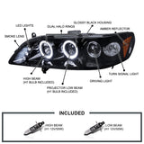 Coolstuffguru Compatible with Honda Accord Dual Halo Led Glossy Black Projector Headlights