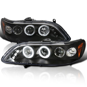 Coolstuffguru Compatible with Honda Accord Led Black Projector Halo Head Lights