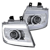 Coolstuffguru LED Strip Bar Clear Projector Headlights w/ Turn Signal Compatible with Chevy Avalanche 2007-2013, 2007-2014 Tahoe Suburban, L+R Pair Head Light Lamp Assembly