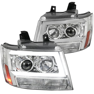 Coolstuffguru Compatible with Chevy Avalanche Tahoe Suburban LED Bar Clear Projector Headlights