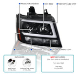 Coolstuffguru Compatible with Chevy Avalanche Tahoe Suburban LED Bar Black Projector Headlights