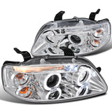 Coolstuffguru Compatible with Chevy Aveo Aveo5 4Dr Chrome Clear LED Halo Projector Head Lights