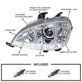 Coolstuffguru Compatible with Mercedes Benz W163 ML320 ML350 ML55 AMG Chrome SMD LED Projector Headlights