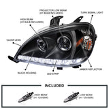 Coolstuffguru Compatible with Mercedes Benz W163 ML Class Black Projector Headlights w/ LED Strip