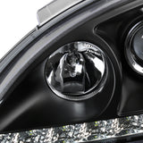 Coolstuffguru Compatible with Mercedes Benz W163 ML Class Black Projector Headlights w/ LED Strip