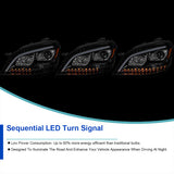 Coolstuffguru Black Projector Headlights LED Sequential Turn Signal Compatible with 2006-2008 Mercedes Benz ML Class W164