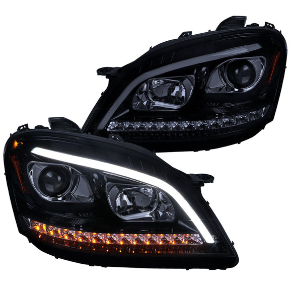 Coolstuffguru Smoke Tint Projector Headlights LED Sequential Turn Signal Compatible with 2006-2008 Mercedes Benz ML Class W164