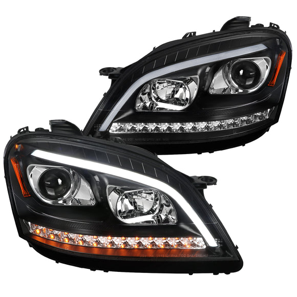 Coolstuffguru Glossy Black Projector Headlights LED Sequential Turn Signal Compatible with 2006-2008 Mercedes Benz ML Class W164