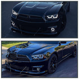 Coolstuffguru Compatible with Dodge Charger Jet Black Dual LED Tube Projector Headlights Pair