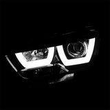 Coolstuffguru Compatible with Dodge Charger Jet Black Dual LED Tube Projector Headlights Pair