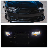 Coolstuffguru Compatible with Dodge Charger Jet Black Dual LED Tube Projector Headlights Pair