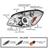 Coolstuffguru Compatible with Chevy Cobalt Pontiac Pursuit Dual Halo Chrome Clear Projector Head Lights