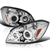 Coolstuffguru Compatible with Chevy Cobalt Pontiac Pursuit Dual Halo Chrome Clear Projector Head Lights