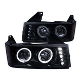 Coolstuffguru Glossy Black Housing Smoke Lens LED Halo Projector Headlights Compatible with Chevy Colorado GMC Canyon 2004-2012 L+R Pair Head Light Lamp Assembly