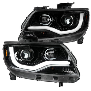 Coolstuffguru LED Light Bar Jet Black Housing Clear Lens Projector Headlights Compatible with Chevy Colorado 2015-2021 L+R Pair Head Light Lamp Assembly