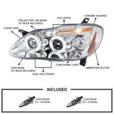 Coolstuffguru Compatible with Toyota Corolla Halo Led Chrome Clear Projector Head Lights