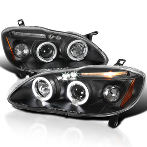 Coolstuffguru Compatible with Toyota Corolla Black Led Projector Halo Head Lights