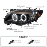 Coolstuffguru Compatible with Toyota Corolla Led Black Projector Head Lights Lamps Pair