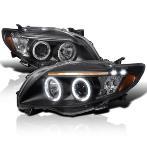 Coolstuffguru Compatible with Toyota Corolla Led Black Projector Head Lights Lamps Pair