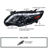 Coolstuffguru Compatible with Toyota Corolla R8 Style Led Glossy Black Smoke Projector Headlights