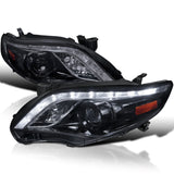 Coolstuffguru Compatible with Toyota Corolla R8 Style Led Glossy Black Smoke Projector Headlights