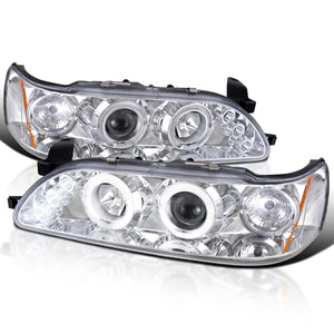 Coolstuffguru Compatible with Toyota Corolla Led Halo Chrome Clear Projector Head Lights