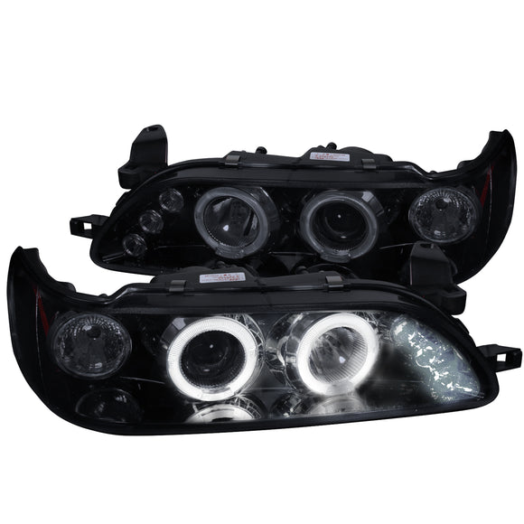 Coolstuffguru Compatible with Toyota Corolla Led Glossy Black Housing Smoked Lens Projector Headlights