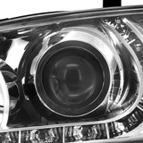 Coolstuffguru Compatible with Honda Civic Ex Dx R8 Style Chrome Halo Projector Headlights