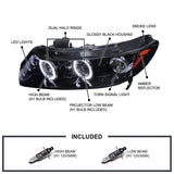 Coolstuffguru Compatible with Honda Civic Dual Halo Led Glossy Black 2Dr Coupe Projector Headlights