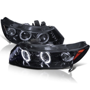 Coolstuffguru Compatible with Honda Civic Dual Halo Led Glossy Black 2Dr Coupe Projector Headlights