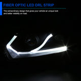 Coolstuffguru Compatible with Honda Civic 2Dr Coupe Black LED Strip Projector Headlights+Tail Brake Lamps