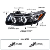 Coolstuffguru Compatible with Honda Civic 2Dr Jdm Dual Halo Led Black Projector Headlights