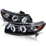 Coolstuffguru Compatible with Honda Civic 2Dr Jdm Dual Halo Led Black Projector Headlights