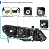 Coolstuffguru Compatible with Honda Civic 4D Dual Halo Led Black Projector Head Lights