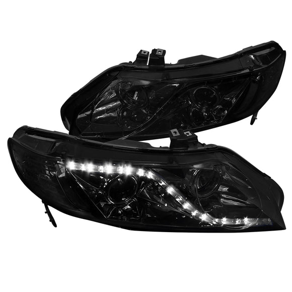 Coolstuffguru Compatible with Honda Civic 4Dr Tint R8 Led Projector Head Lights