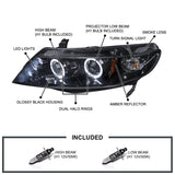 Coolstuffguru Compatible with Honda Civic Dual Halo Led Glossy Black 4Dr Sedan Projector Headlights