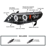 Coolstuffguru Compatible with Honda Civic 4D Dual Halo Led Black Projector Head Lights