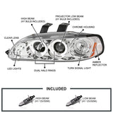 Coolstuffguru Compatible with Honda Civic Hatch 3Dr Chrome Clear Led Projector Halo Head Lights