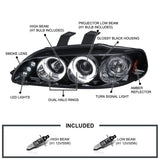 Coolstuffguru Compatible with Honda Civic Dual Halo Led Glossy Black Projector Headlights