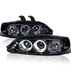 Coolstuffguru Compatible with Honda Civic Dual Halo Led Glossy Black Projector Headlights