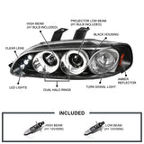 Coolstuffguru Compatible with Honda Civic 3Dr Dual Halo Led Black Projector Head Lights