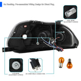 Coolstuffguru Compatible with Honda Civic Projector Smoked Headlights w/ R8 Style LED Glossy Black